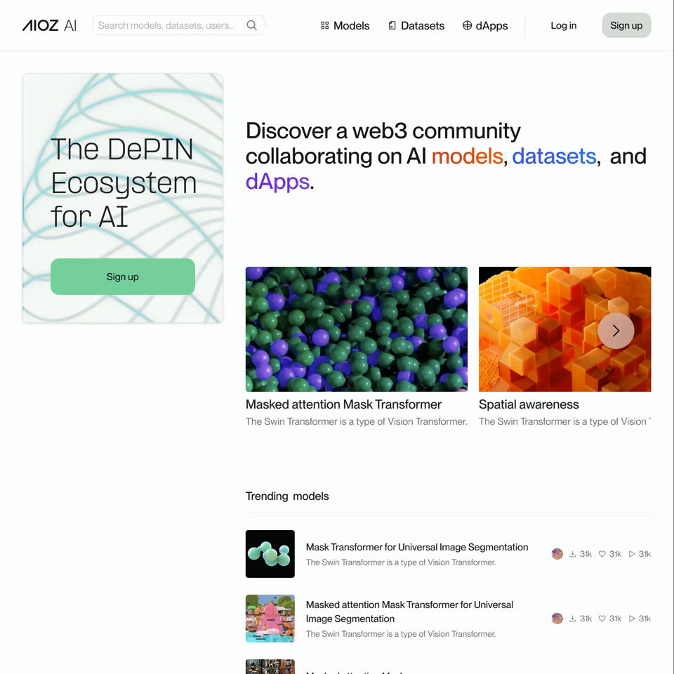AIOZ AI models and datasets product