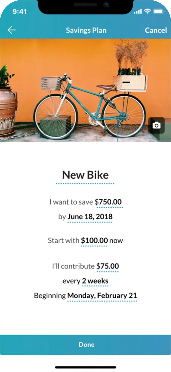 KOHO savings plan setup screen